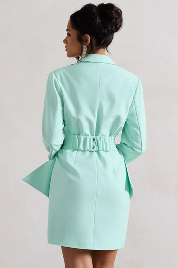 Prized Mint Green Tailored Blazer Dress With Bow